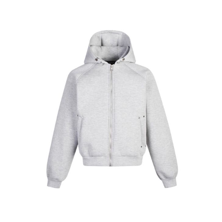 Basic solid color zip-up hoodie White Ash