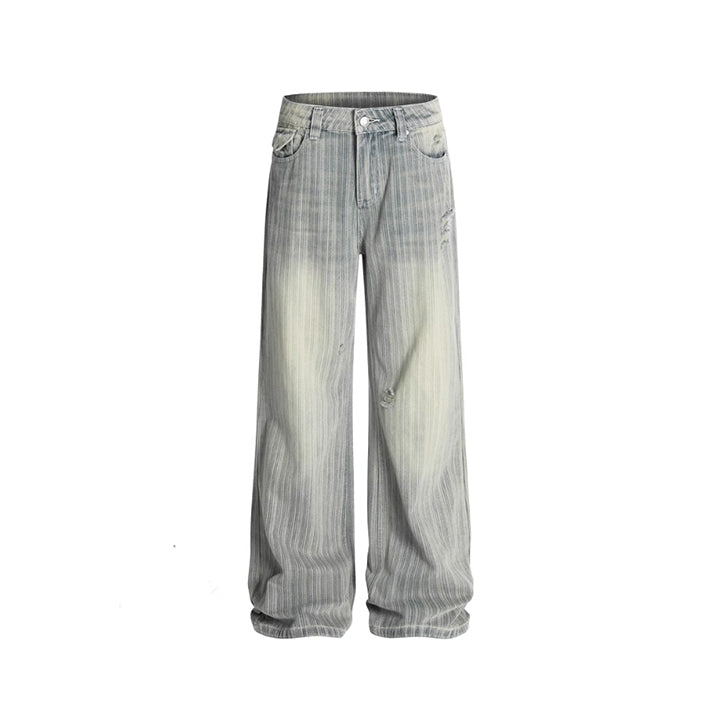Vintage vertical striped straight jeans