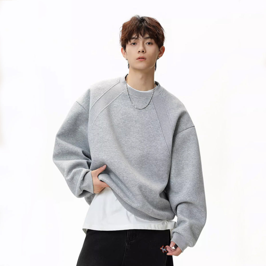 Loose crew neck casual sweatshirt  Cloud Gray