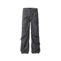 Pleated loose straight-leg trousers Gray
