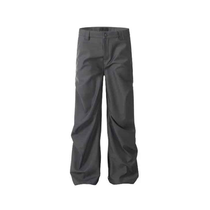 Pleated loose straight-leg trousers Gray