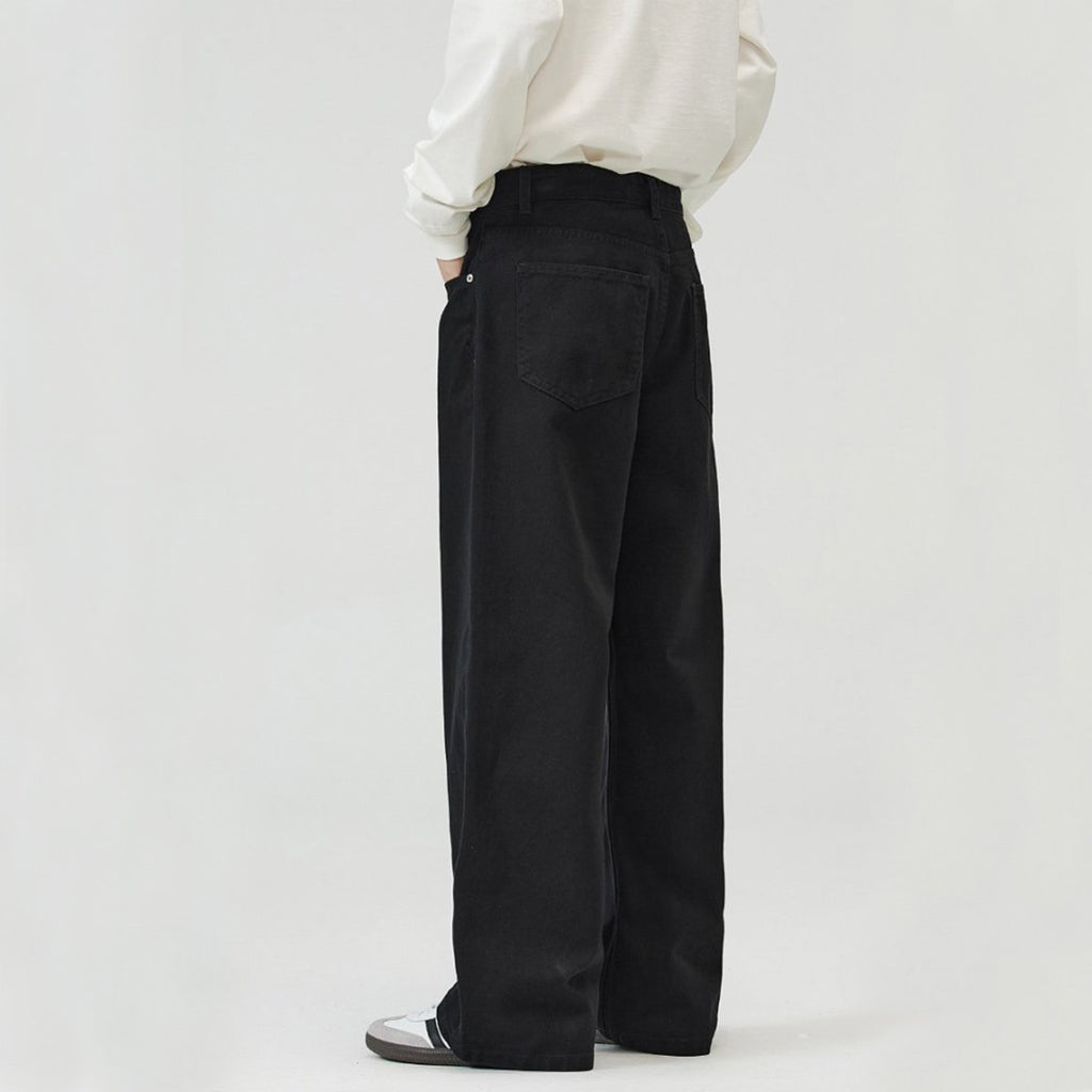 Basic loose straight-leg casual pants Black