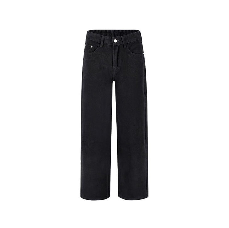 Basic loose straight-leg casual pants Black