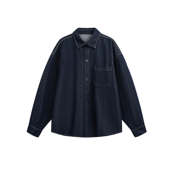 Original loose lapel denim jacket Black