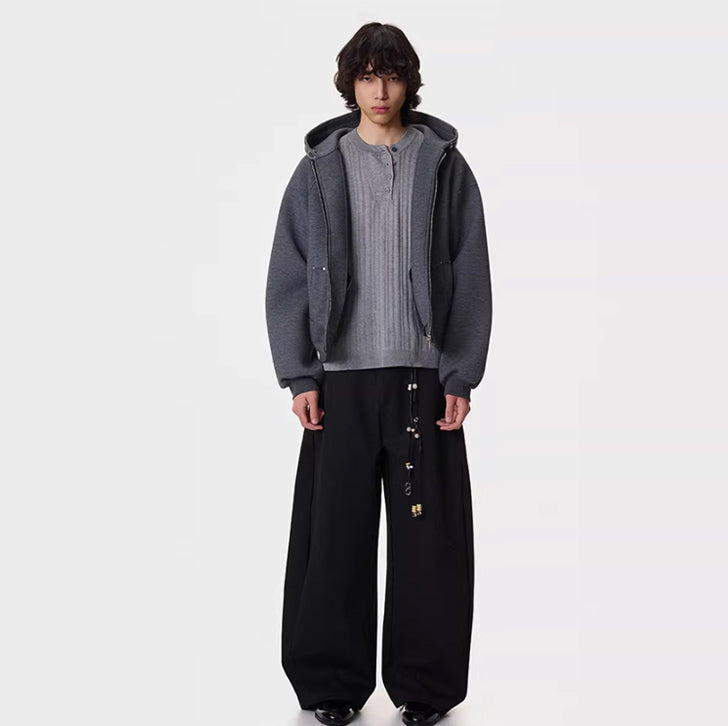 Structured Zip Hoodie Gray