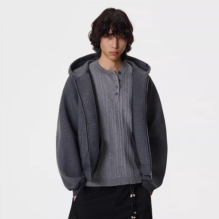 Structured Zip Hoodie Gray
