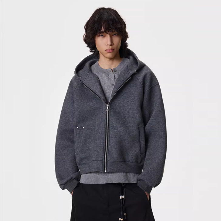Structured Zip Hoodie Gray