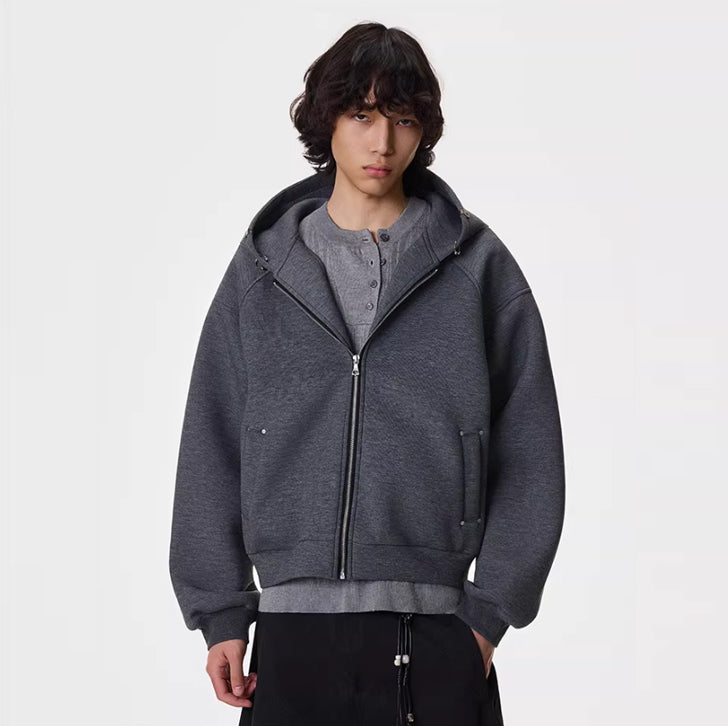 Structured Zip Hoodie Gray