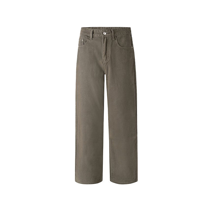 Basic loose straight-leg casual pants Brown