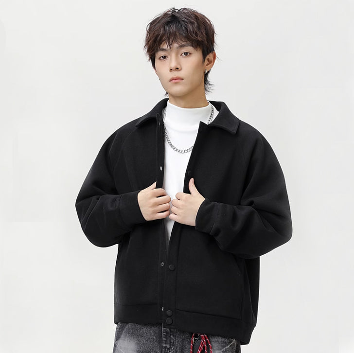 casual silhouette lapel jacket  Black