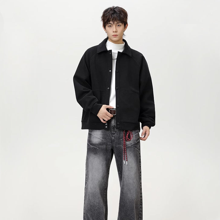 casual silhouette lapel jacket  Black