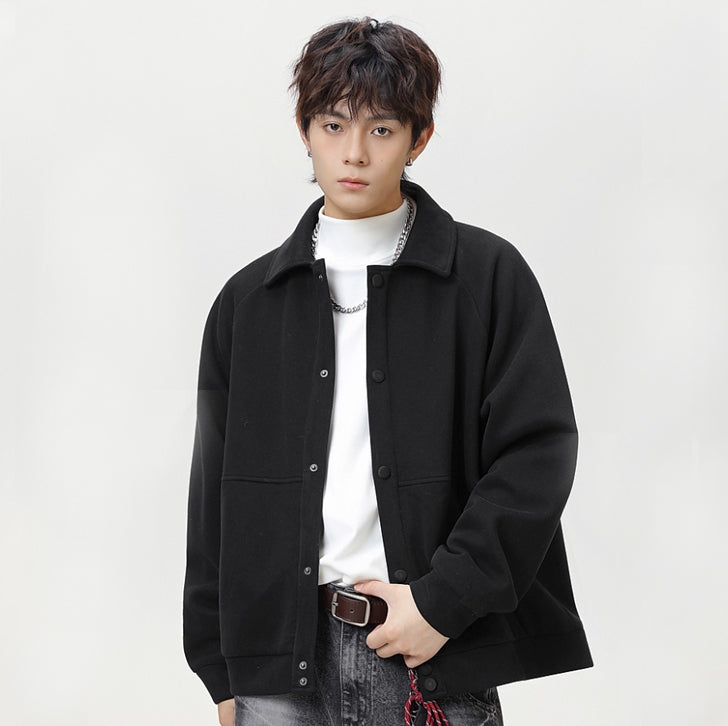 casual silhouette lapel jacket  Black