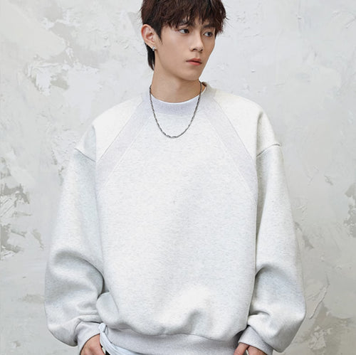 Loose crew neck casual sweatshirt White Ash