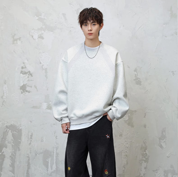 Loose crew neck casual sweatshirt White Ash