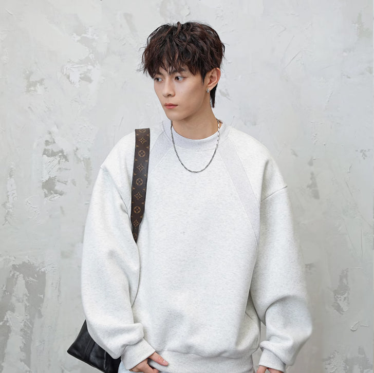 Loose crew neck casual sweatshirt White Ash