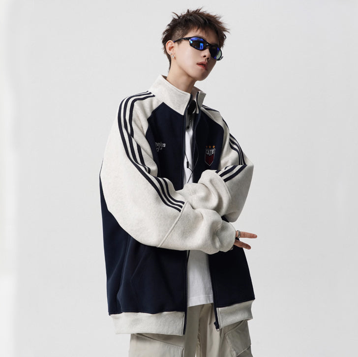 Vintage stand-up collar sports jacket Deep Sea Blue