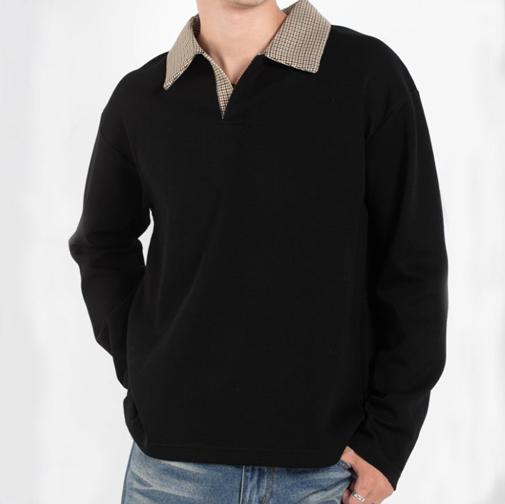Simple casual anti-wrinkle long-sleeved T-shirt Black
