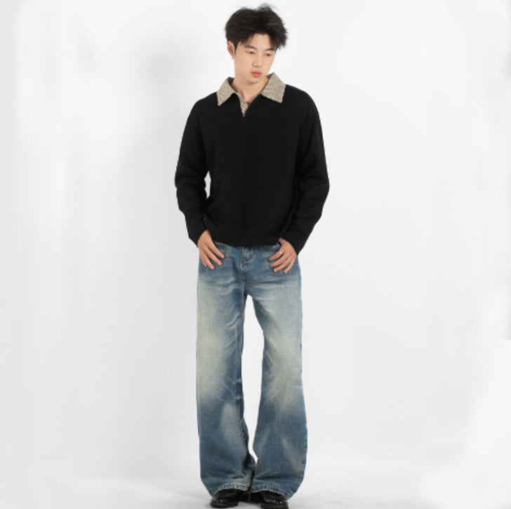 Simple casual anti-wrinkle long-sleeved T-shirt Black