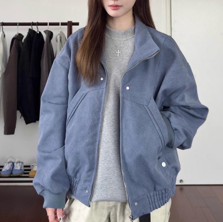 Simple canvas coat jacket Blue