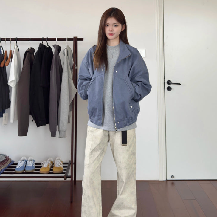 Simple canvas coat jacket Blue