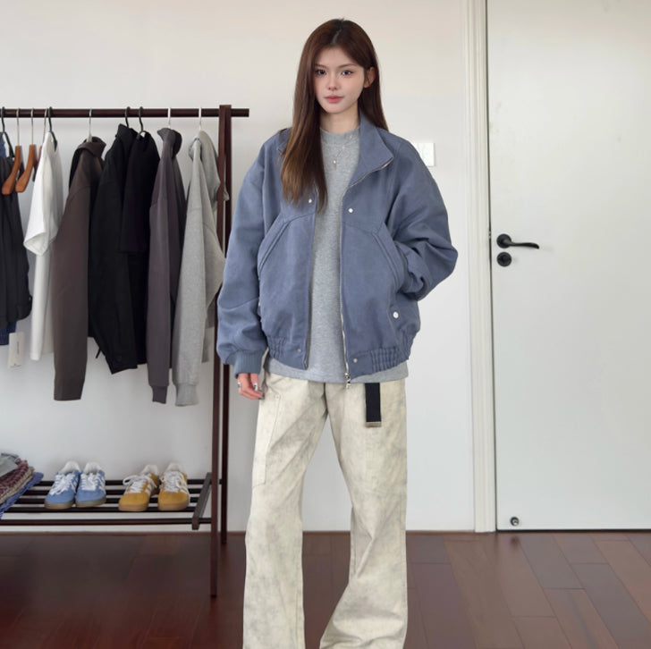 Simple canvas coat jacket Blue