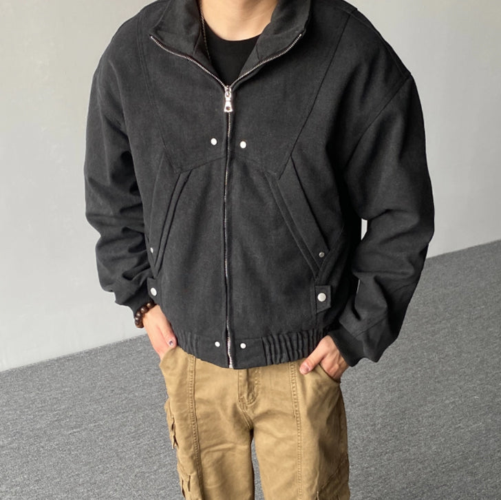 Simple canvas coat jacket Black