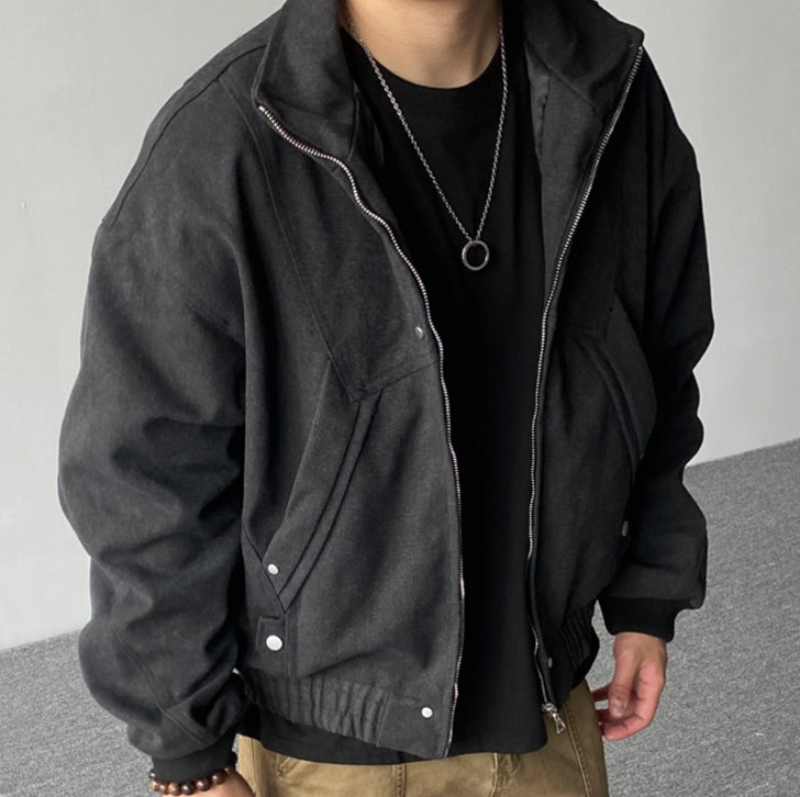 Simple canvas coat jacket Black