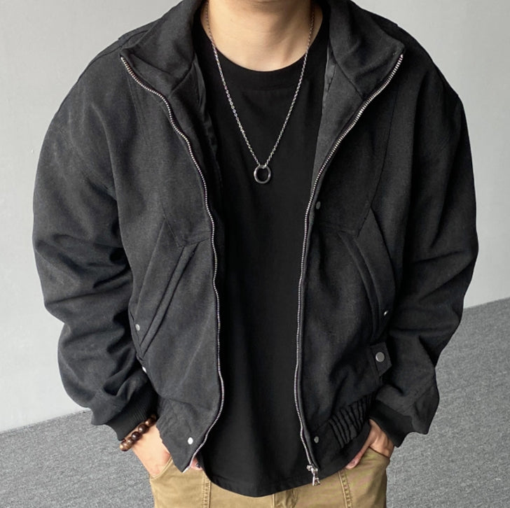 Simple canvas coat jacket Black