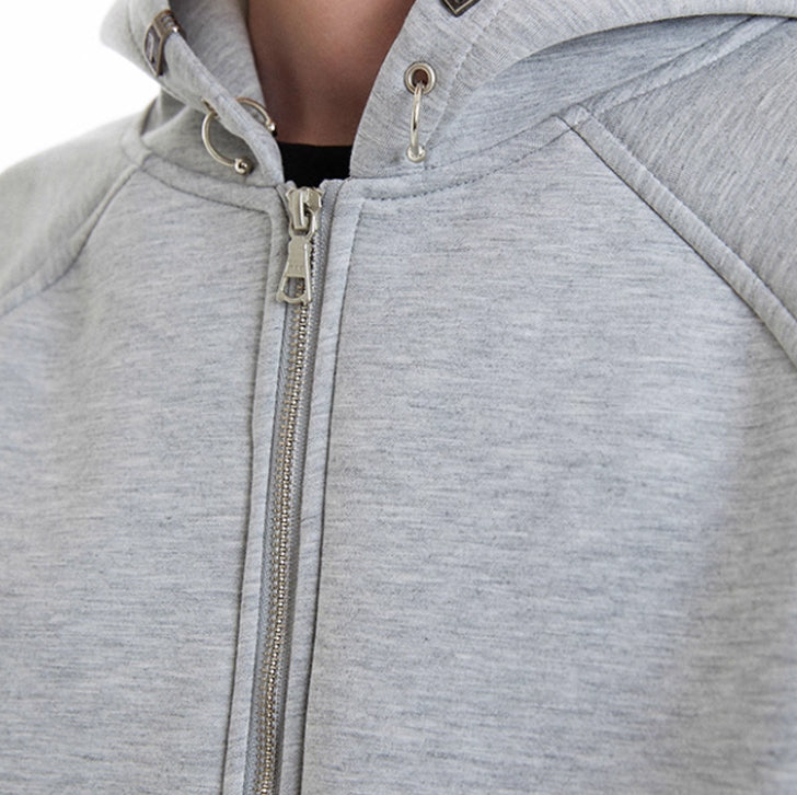 Basic solid color zip-up hoodie White Ash