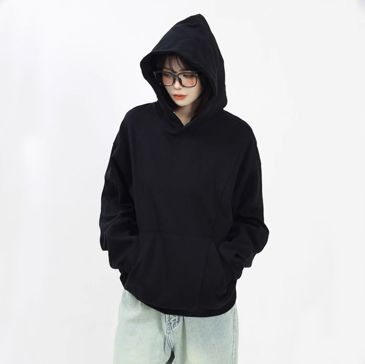 Simple silhouette hoodie Black