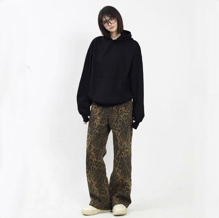Simple silhouette hoodie Black