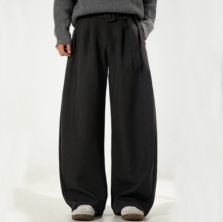 Linen Machete Loose Casual Pants Black