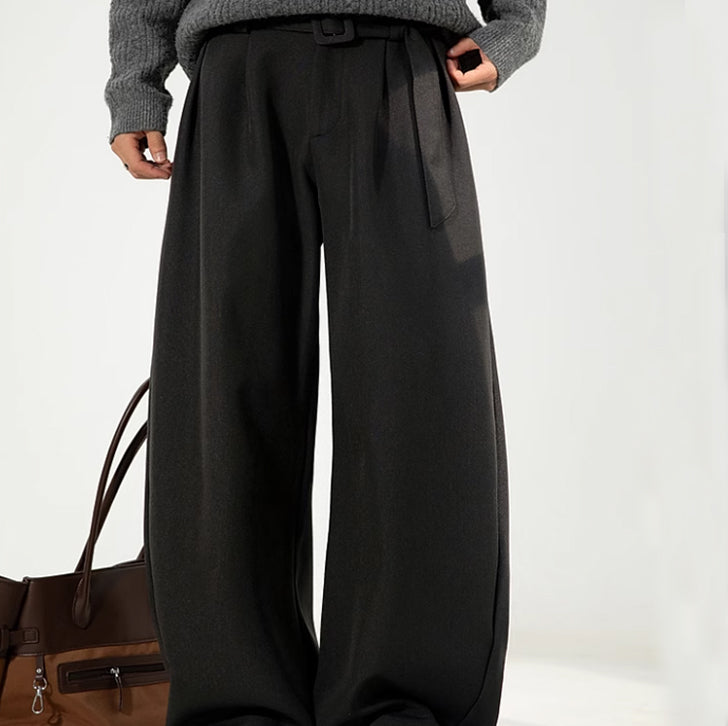 Linen Machete Loose Casual Pants Black