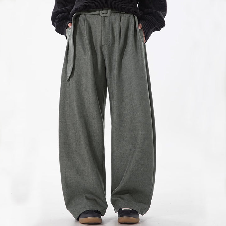 Linen Machete Loose Casual Pants Gray