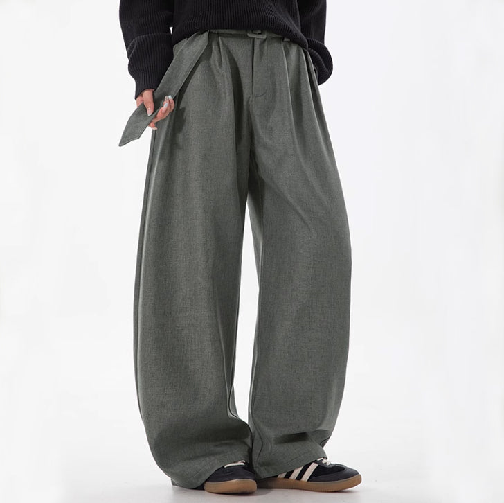 Linen Machete Loose Casual Pants Gray