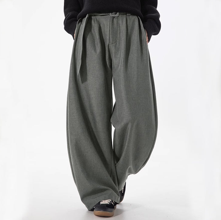 Linen Machete Loose Casual Pants Gray