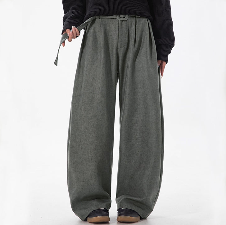 Linen Machete Loose Casual Pants Gray