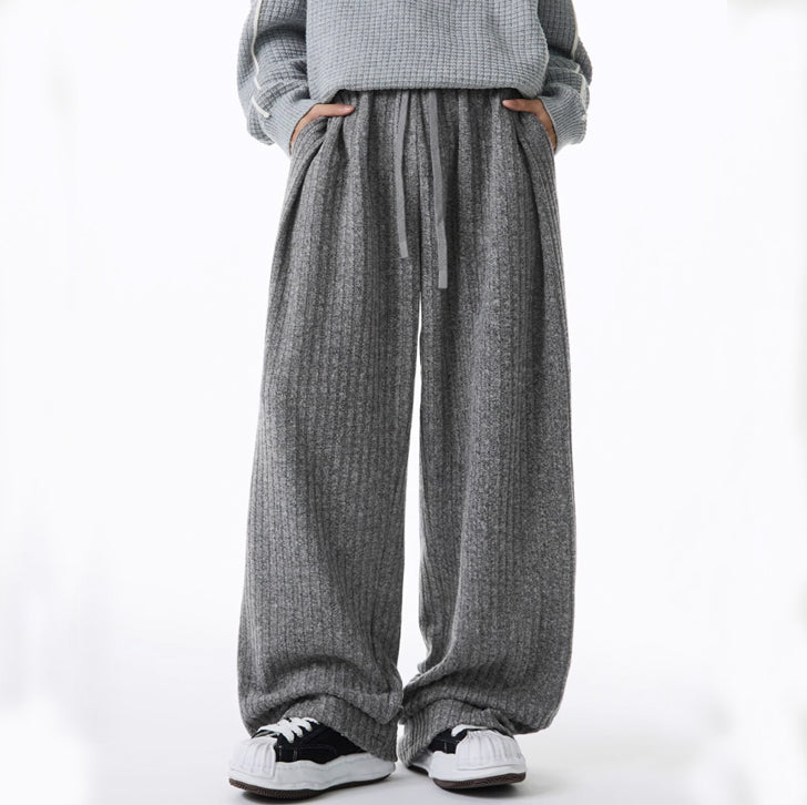 Loose Fleece Casual Pants Gray