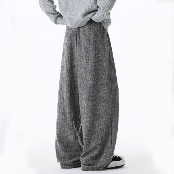 Loose Fleece Casual Pants Gray