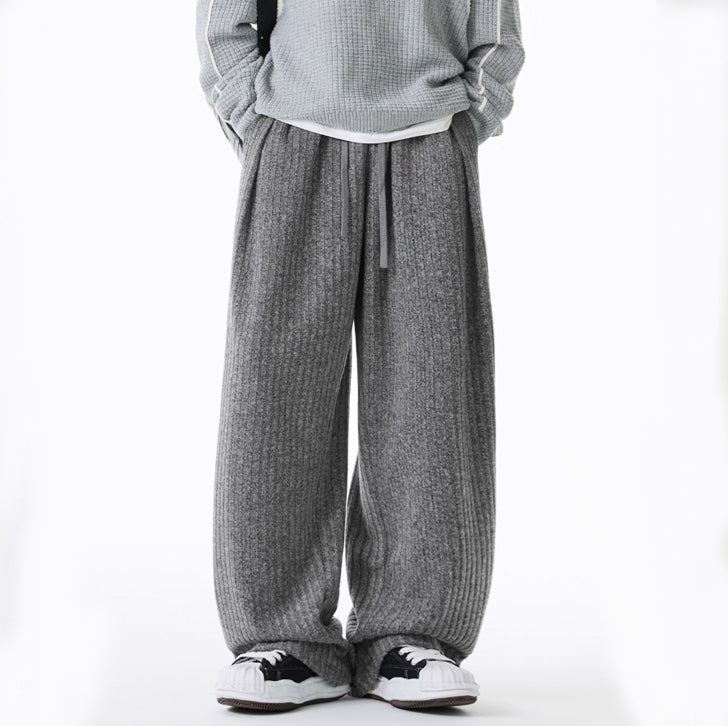Loose Fleece Casual Pants Gray