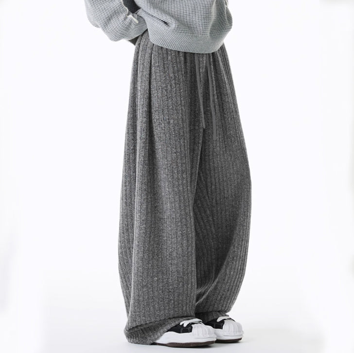 Loose Fleece Casual Pants Gray