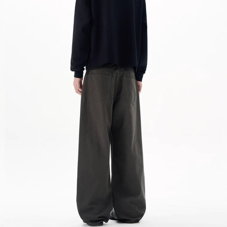 Basic loose straight-leg casual pants Gray