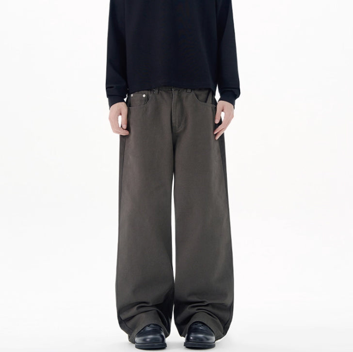 Basic loose straight-leg casual pants Gray