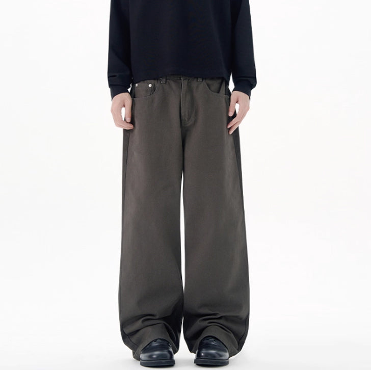 Basic loose straight-leg casual pants Gray