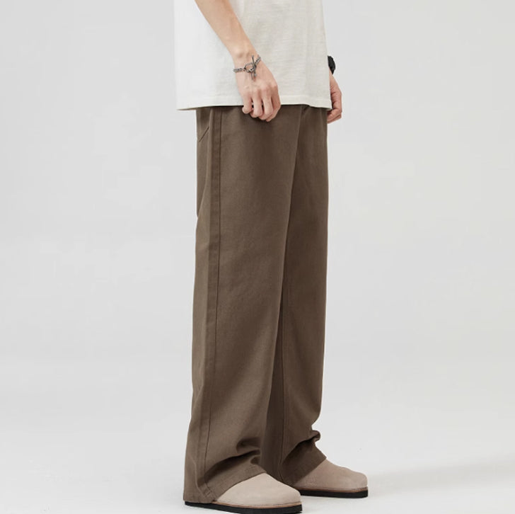 Basic loose straight-leg casual pants Brown