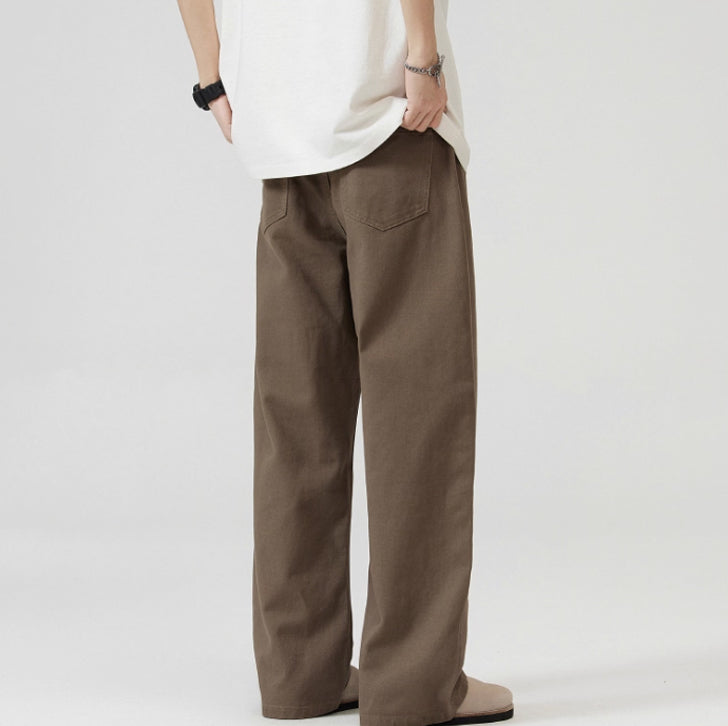 Basic loose straight-leg casual pants Brown