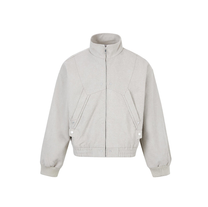 Simple canvas coat jacket White Grey