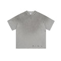 Black spray-painted frosted edge personalized T-shirt Grey