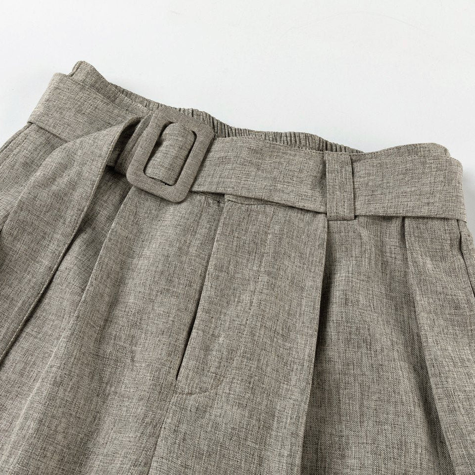 Linen Machete Loose Casual Pants Beige Gray