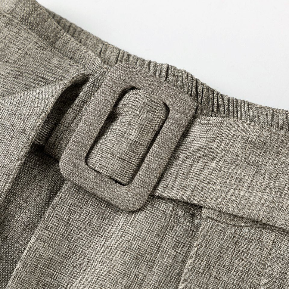 Linen Machete Loose Casual Pants Beige Gray